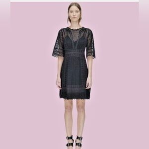 REBECCA TAYLOR - Black Lace Patterned Dress No Slip